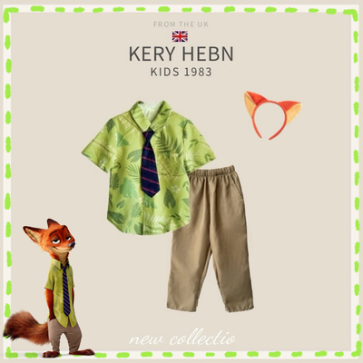 KeryHebn男童尼克狐衣服cos服儿童演出服装疯狂动物城狐狸三件套