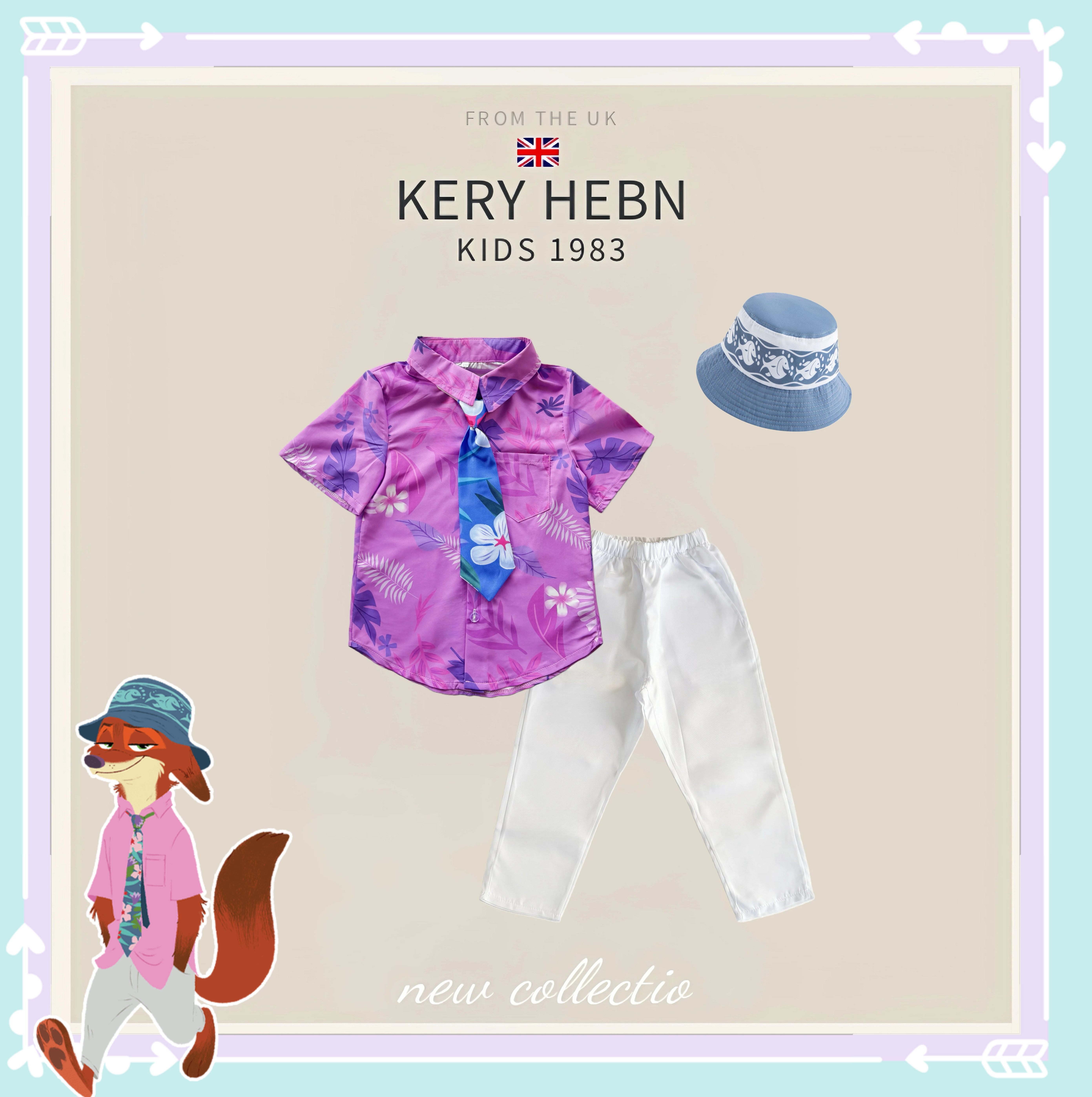 KeryHebn疯狂动物城新款尼克狐衣服儿童男女童尼克衬衫cos服套装