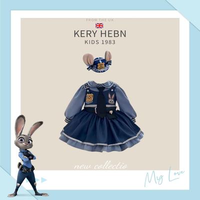 KeryHebn女童兔子警官衣服儿童秋冬cos服连衣裙朱迪洛丽塔公主裙