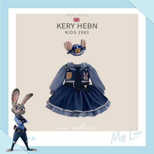 KeryHebn女童兔子警官衣服儿童夏季cos服连衣裙朱迪洛丽塔公主裙