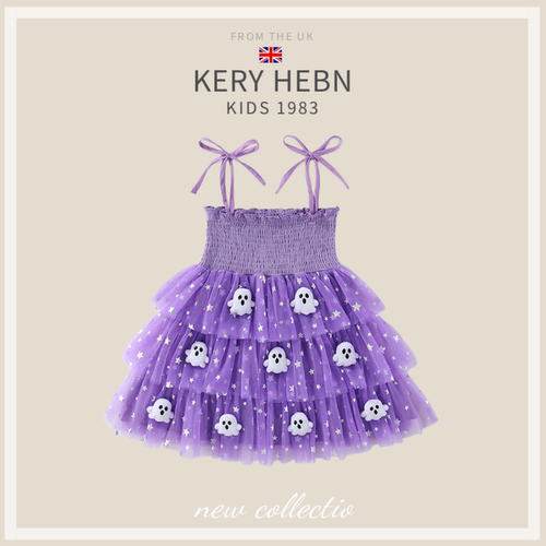 KeryHebn儿童节日礼服万圣节网纱连衣裙幽灵南瓜网纱裙公主蛋糕裙
