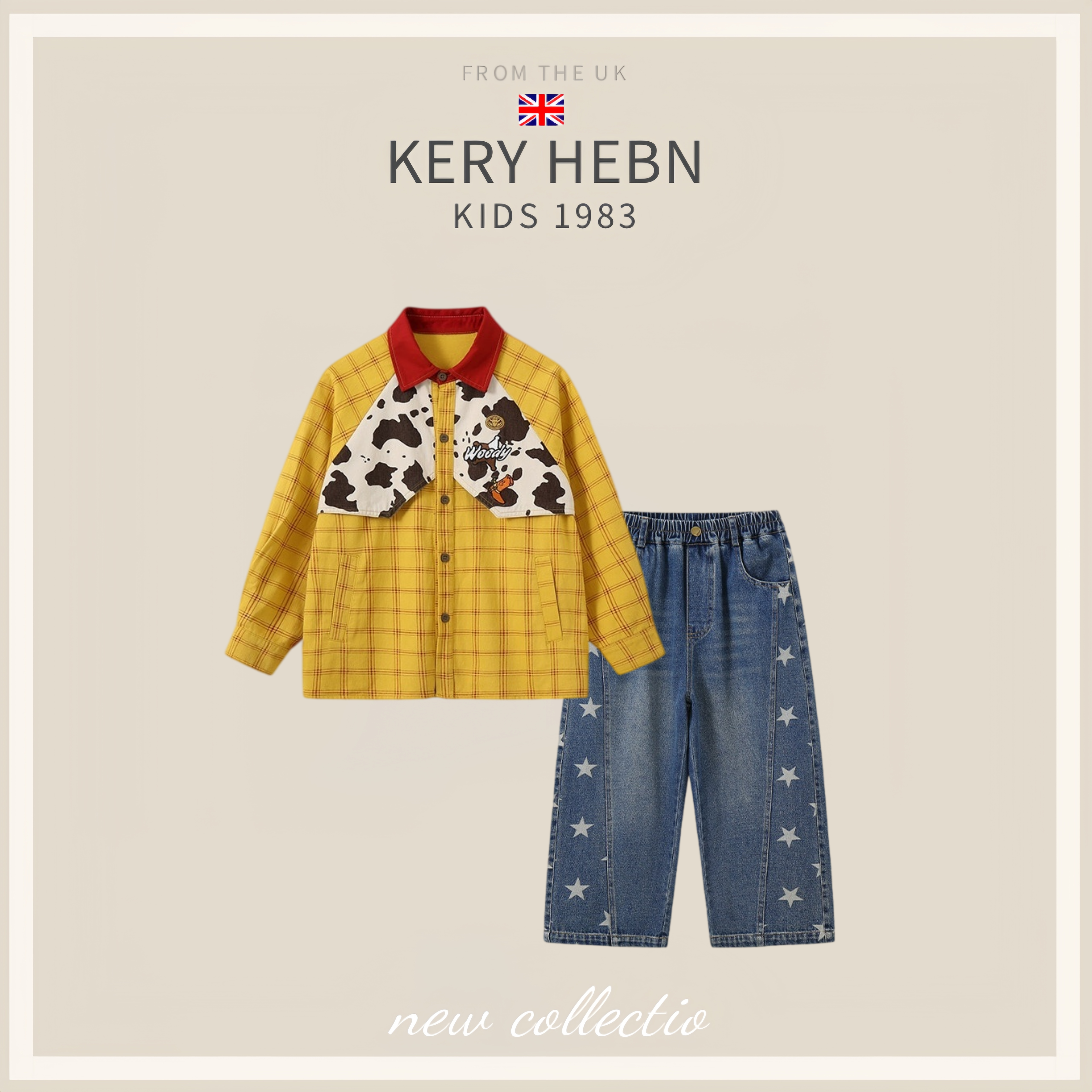 KeryHebn男童春秋套装迪士尼玩具总动员胡迪cos服牛仔两件套万圣