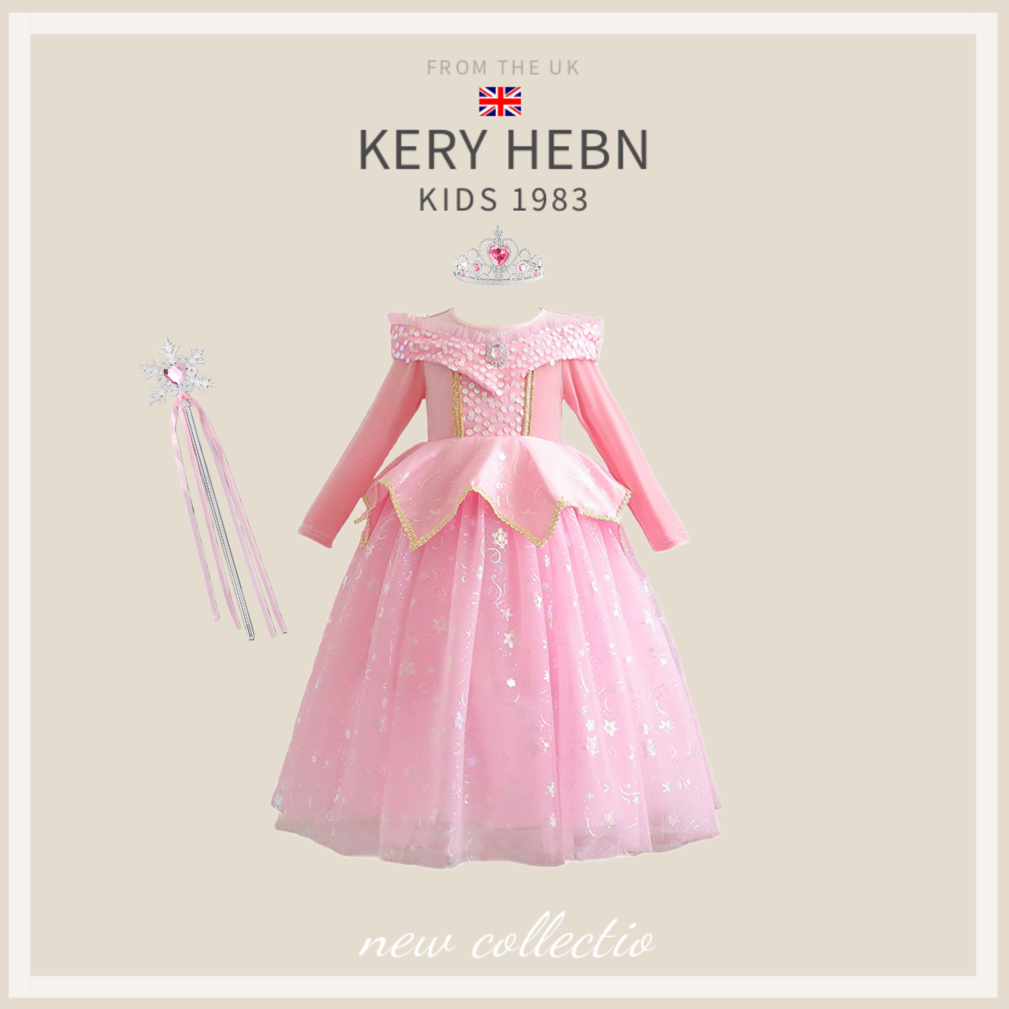 KeryHebn女童连衣裙秋冬睡美人女孩长袖公主裙爱洛公主礼服裙子