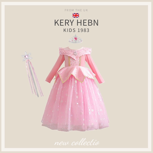 KeryHebn女童连衣裙秋冬睡美人女孩长袖公主裙爱洛公主礼服裙子