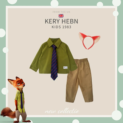 KeryHebn男童迪士尼疯狂动物城狐狸尼克cos服装儿童圣诞节表演服