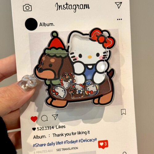 日韩ins卡通可爱少女心小猫腊肠狗摇摇乐支架黏贴式气囊手机支架折叠伸缩旋转气垫指环扣追剧支撑座新款支架