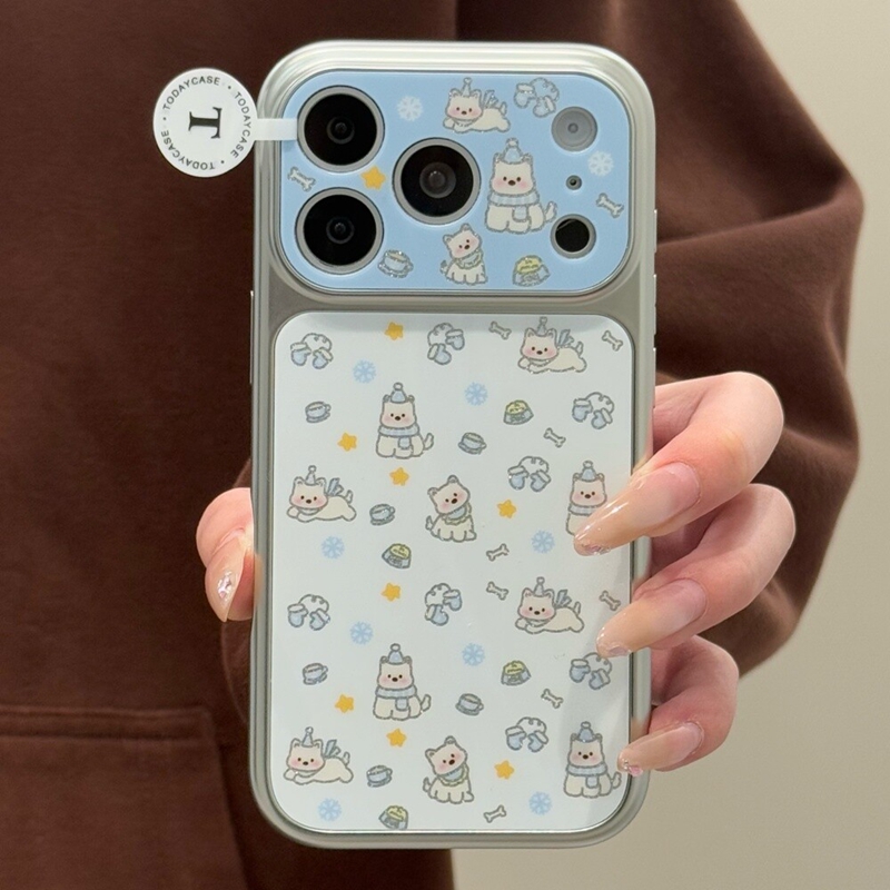 日韩可爱满屏雪花围巾西高地适用苹果17promax新款iPhone16promax手机壳14Pro小众17卡通15P个性趣味13保护套