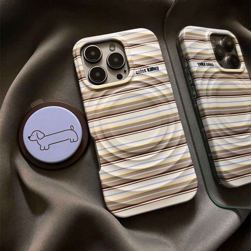 韩系ins可爱条纹腊肠狗适用苹果17proma新款iPhone16promax手机壳15简约高级14小众趣味13情侣17高级感保护套