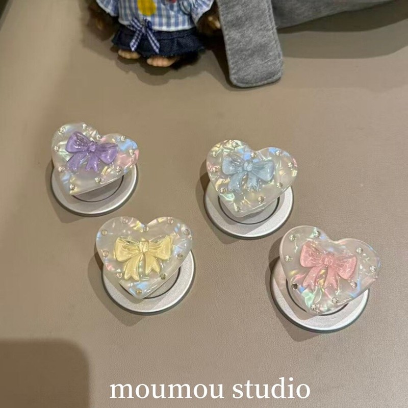 ins风镭射闪钻爱心贝壳纹蝴蝶结磁吸支架新款懒人支架气囊伸缩磁吸吸附便携追剧桌面固定甜美高级超仙少女款,3C数码配件,手机支架/手机座,淘宝优惠券,粉丝福利购,淘宝优惠卷