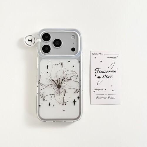 ins韩系素描星星百合花适用苹果17promax新款iPhone16promax手机壳16小众高级感17Pro超好看15pm少女心保护套
