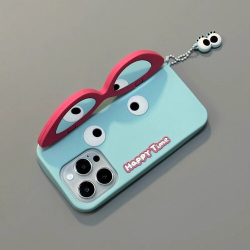 搞怪墨镜翻盖镜子适用苹果15promax手机壳iphone14promax新款13网红少女14情侣12创意11硅胶软壳15全包保护套