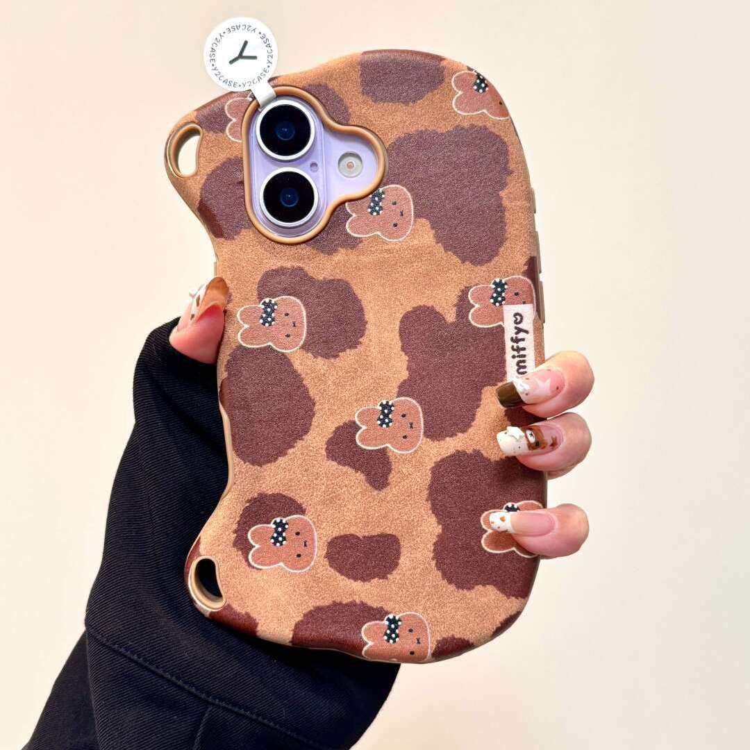 日韩可爱豹纹米菲兔手提包适用苹果17promax新款iPhone16promax手机壳17趣味13卡通15pm个性创意14少女保护套