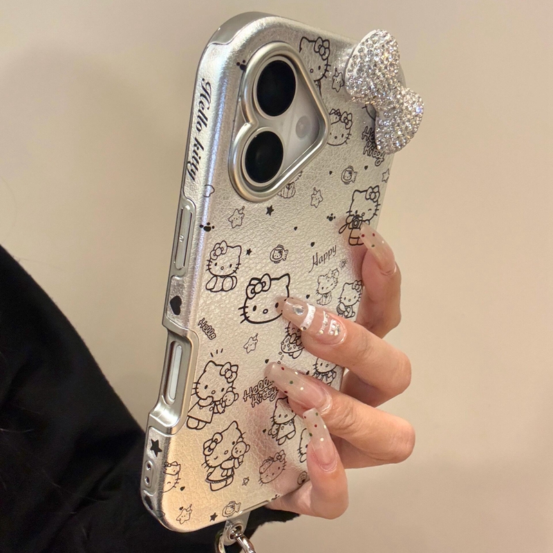 日韩ins高颜值HelloKitty可爱卡通链条适用iphone16promax新款15promax手机壳14少女13个性创意16p趣味防摔套