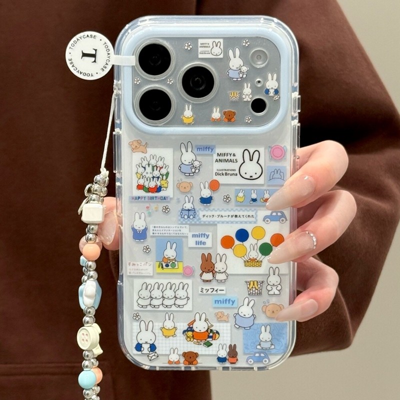 ins浅蓝可爱满屏气球米菲兔插画适用苹果17promax新款iPhone16promax手机壳17小众趣味14卡通15P少女13保护套,3C数码配件,手机保护套/壳,淘宝优惠券,粉丝福利购,淘宝优惠卷