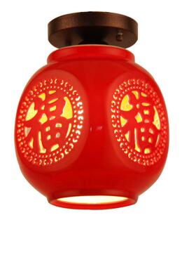 阳台红灯吸顶笼灯创意中式现代简入户玄关约走廊过道飘窗ITJ新吸