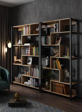 简约多层钢示23958木地书架落置物架办公室隔断展学架儿童生简易