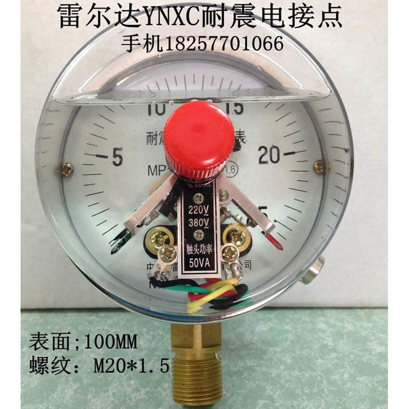 雷尔达YNXC-100耐震电接点压力表 抗震充油0-1  1.6 25  40MPA