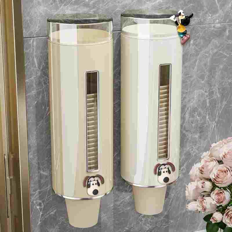 一次性杯子取杯器壁挂式放水杯纸杯架收纳盒置物架子防尘自动神器