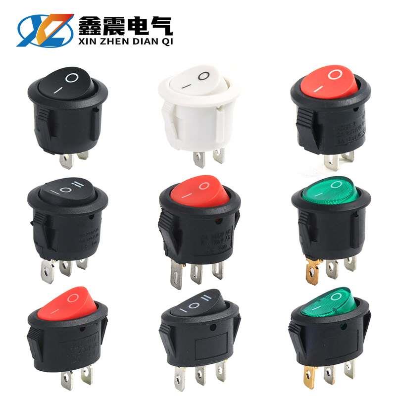 带灯圆形开关按钮2脚2档船型开关KCD1-105小型电源开关3脚2档20MM