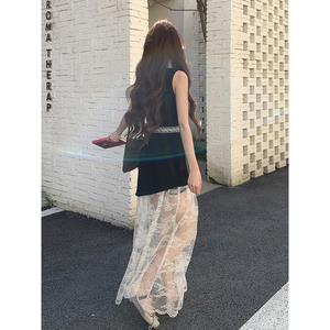 2025 夏季新款长款蕾丝拼接背心裙连衣裙095-8177-P125-K188图片