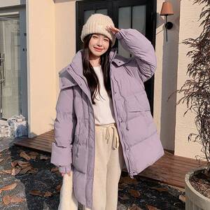 韩版甜美减龄中长款羽绒服女2025冬季新款收腰显瘦加厚白鸭绒外套,紫色搭配什么颜色外套图片