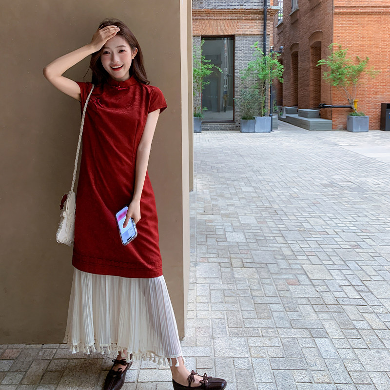 【已出货】2025夏装新中式风连衣裙鱼尾旗袍095-8193-P135-K198,女装连衣裙,浙宝095(原288A)