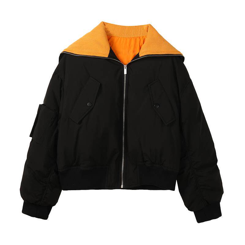 【主推现货】90白鸭绒撞色大翻领棒球羽绒服095-906-P285-K418,女装羽绒服,浙宝095(原288A)