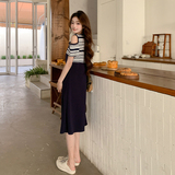 现货2025夏季新款露肩假两件中长款连衣裙095-8173-P125-K188，女装连衣裙，浙宝095(原288A)