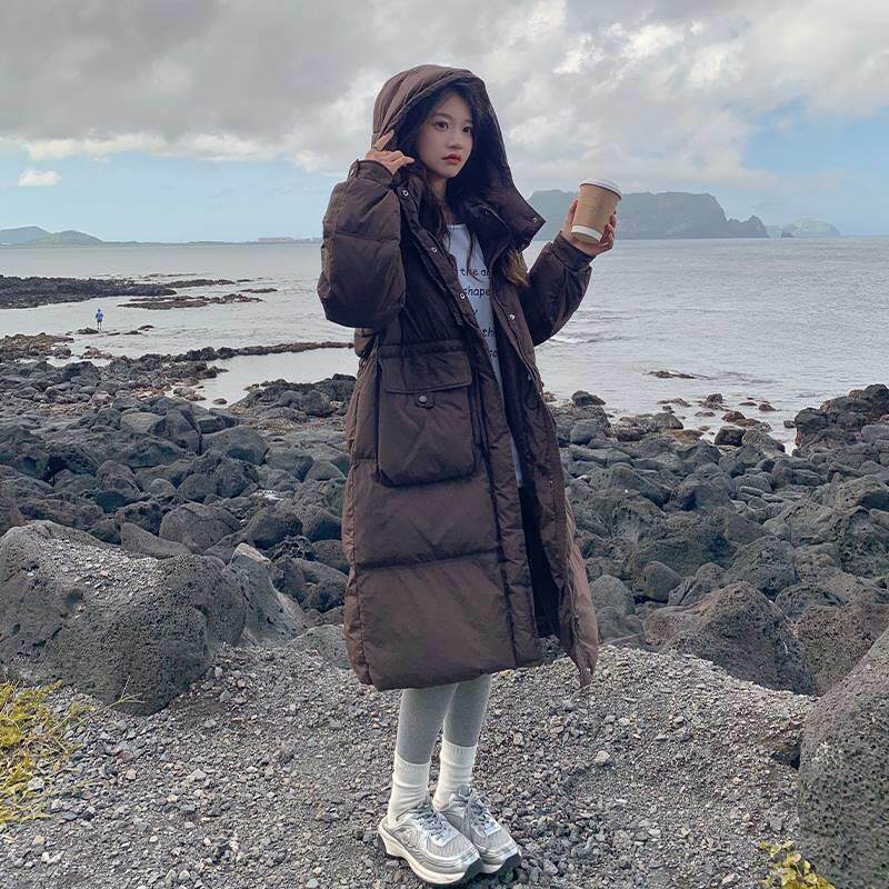 超好看羽绒服女小个子高级感长款洋气韩版温柔2024冬收腰慵懒外套,女装羽绒服,浙宝095(原288A)