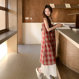 现货2025夏季新款红色格子吊带连衣裙095-8172-P120-K178，女装连衣裙，浙宝095(原288A)