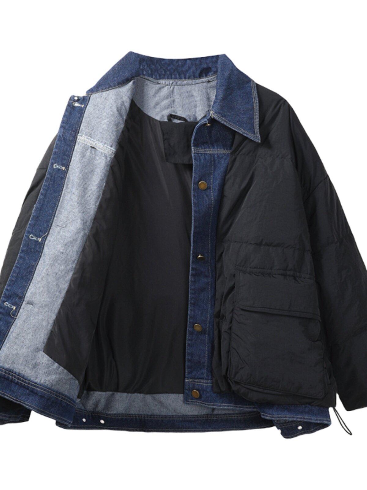 【现货】2023冬装新款牛仔拼接假两件90羽绒服095-967-P295K428,女装羽绒服,浙宝095(原288A)