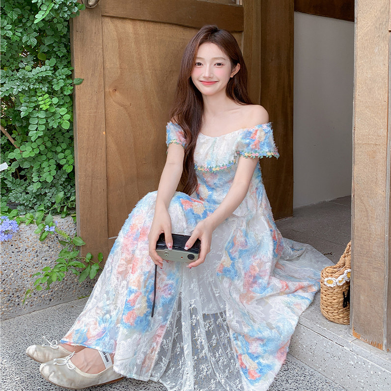 【现货】2025新款提花蕾丝拼接大裙摆连衣裙095-8223-P155-K228,女装连衣裙,浙宝095(原288A)