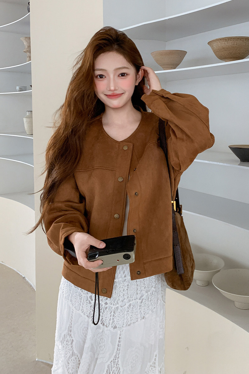 【现货】2025秋季新款麂皮绒棒球服外套095-8271-P155-K228,女装短外套,浙宝095(原288A)