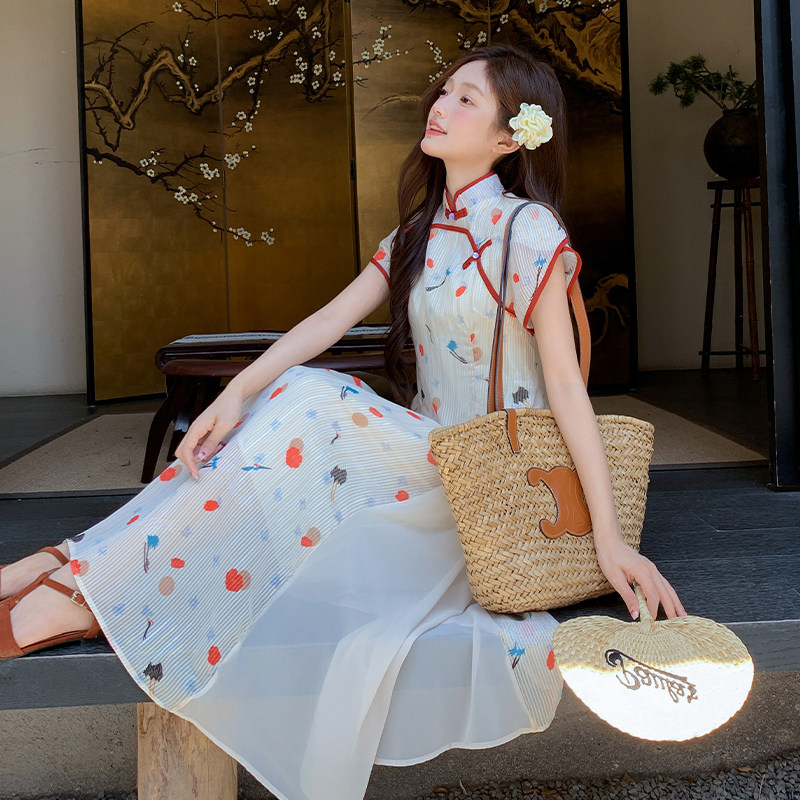 【现货】2025夏装新款新中式风印花连衣裙095-8219-P135-198,女装连衣裙,浙宝095(原288A)