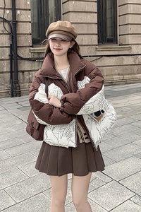 现货 2023冬季新款短款撞色拼接白鸭绒羽绒服095-968-P225-K338图片