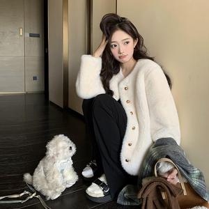 小香风仿水水貂绒短外套女秋冬仿羊羔毛绒上衣爆款气质流行加厚,女装短外套,浙宝095(原288A)