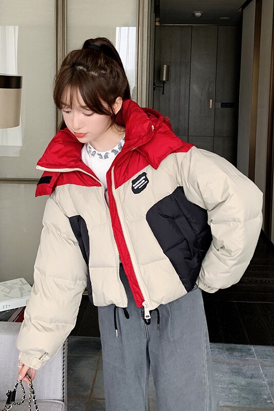 【现货】2023新款撞色拼接短款白鸭绒羽绒服095-932-P195-K298,女装羽绒服,浙宝095(原288A)