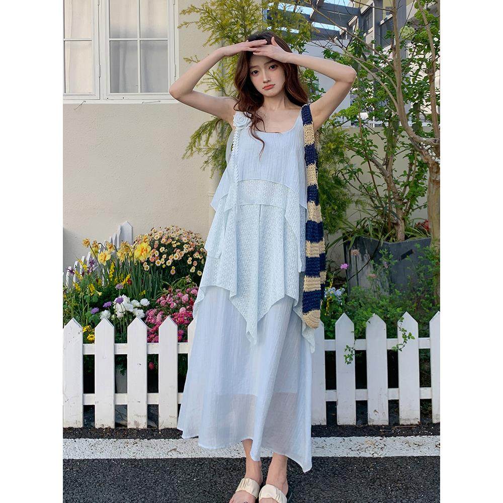 现货 2025夏季新款层次感仙女裙蓝色连衣裙095-8183-P135-K198图片