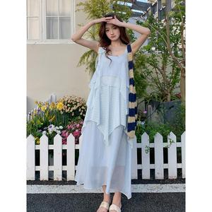 现货 2025夏季新款层次感仙女裙蓝色连衣裙095-8183-P135-K198图片