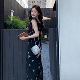 法式甜美复古蝴蝶印花连衣裙2025新款夏季温柔风收腰修身显瘦长裙，女装连衣裙，浙宝095(原288A)