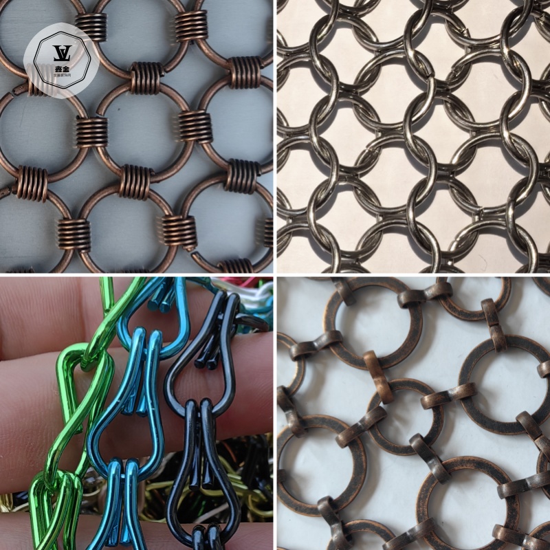 金属装饰网圆环编织网幕墙背景钛金挂钩隔断屏风不锈钢圆环工艺品