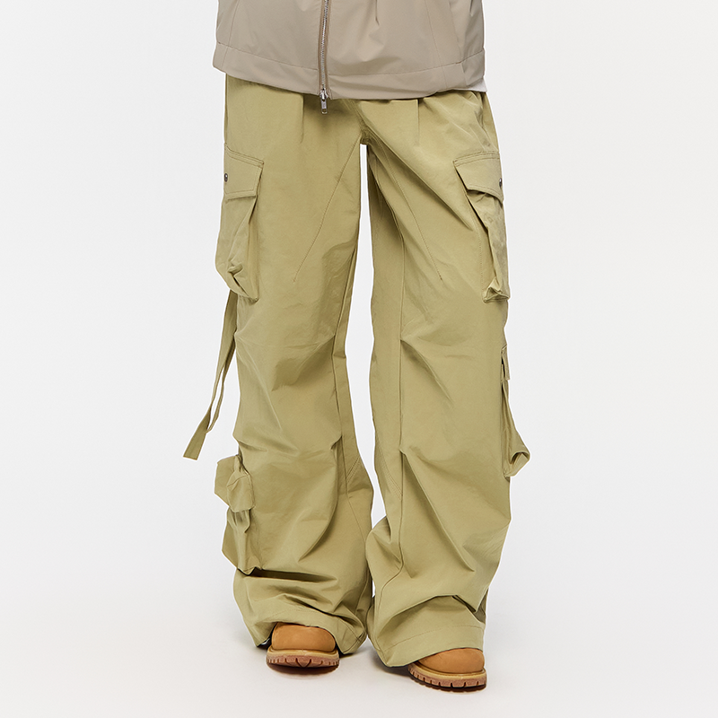 又见高山多口袋工装松紧弯刀裤