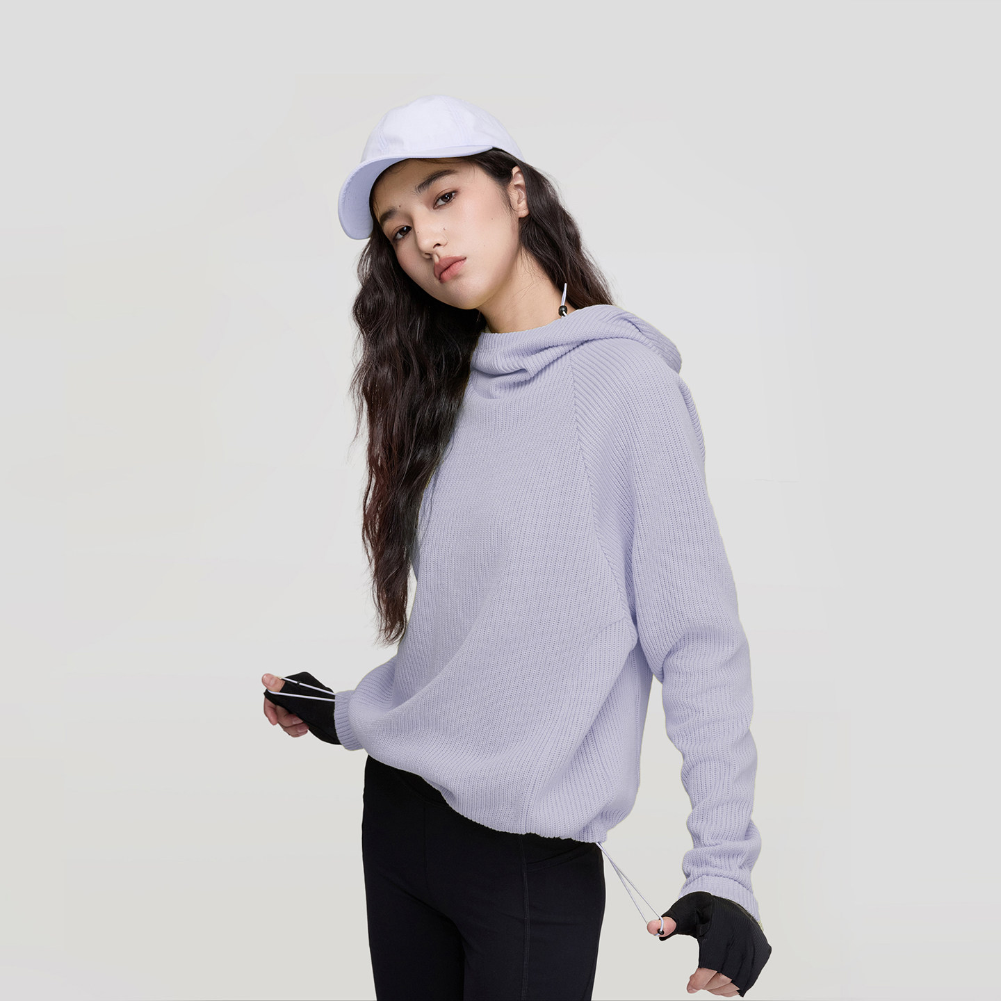 又见高山MetaMount 春新品美式针织连帽长袖卫衣帽衫运动上衣女图片