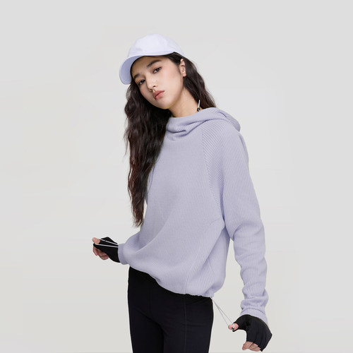 又见高山MetaMount 春新品美式针织连帽长袖卫衣帽衫运动上衣女