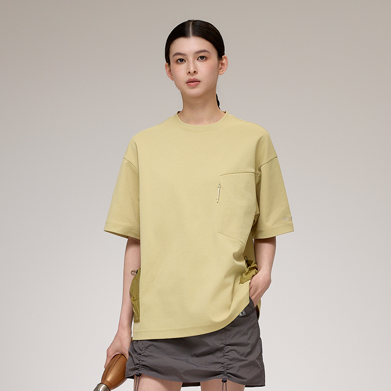 又见高山拼袋户外宽松落肩T恤