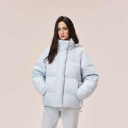 又见高山MetaMount 冬季新品鹅绒羽绒服蓝色工装短款外套户外女