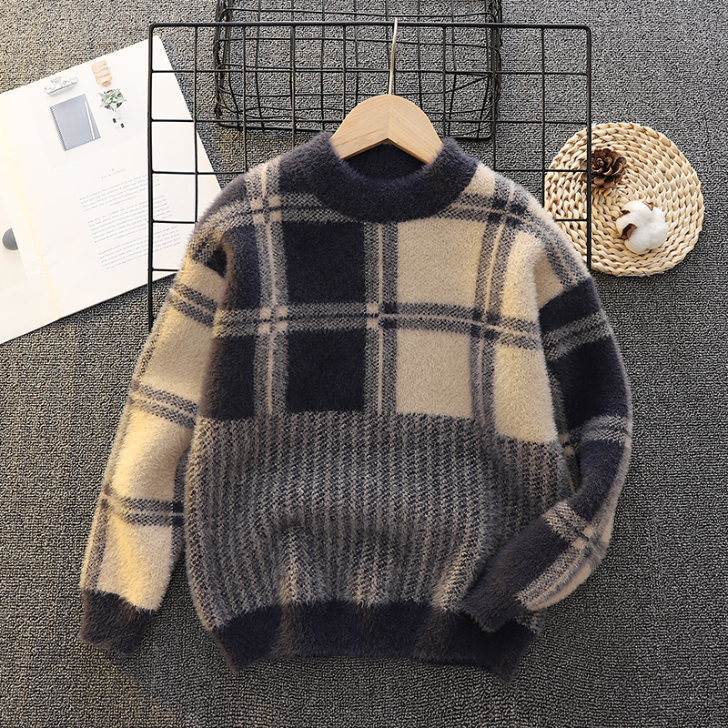 秋冬男童水貂绒加厚保暖毛衣