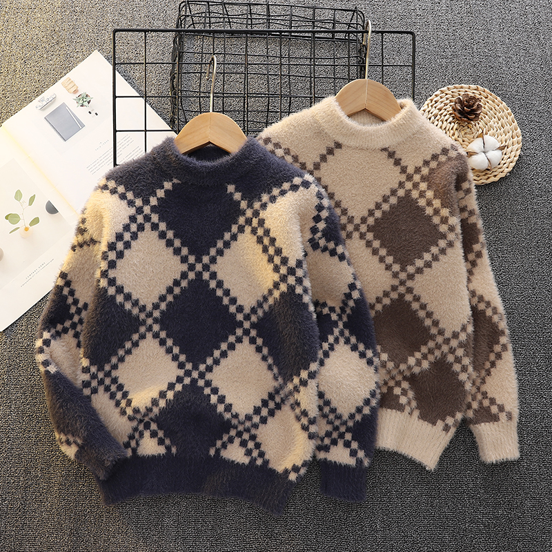 秋冬男童毛衣加厚套头圆领