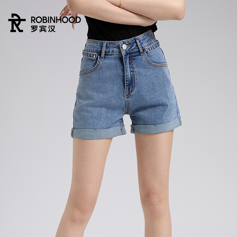 【露露酱NN●清凉夏日】罗宾汉弹力高腰牛仔短裤女夏-R233K4242