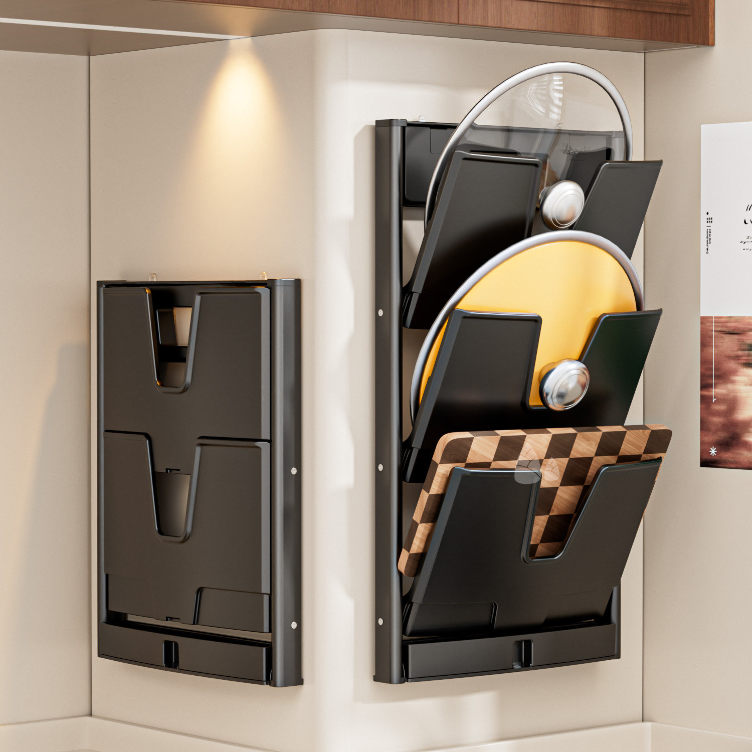 可折叠吸盘锅盖架壁挂式免打孔厨房置物架家用放砧板菜板收纳神器